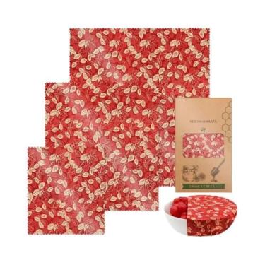 Imagem de Conjunto De 3 Envoltórios De Alimentos Em Cera De Abelha Com Padrão De