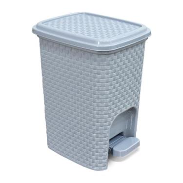 Imagem de Lixeira Com Pedal 7 Litros Cozinha Banheiro Rattan Arqplast, Cinza