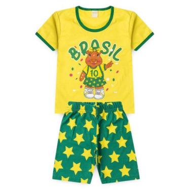Imagem de Conjunto Brasil Infantil Menina Amarelo Blusa e Shorts Ciclista Capiva