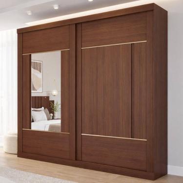Imagem de Guarda-roupa Casal 229cm 2 Portas de Correr com 2 Espelhos Mdf Talin Jequitiba