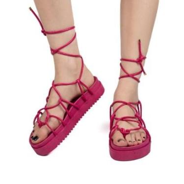 Imagem de Papete Feminina Sandália Flexivel Macia Amarrar Preta Nude-Feminino