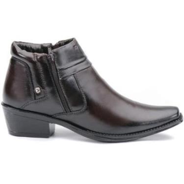 Imagem de Bota Masculina Couro Legítimo Social Bico Fino Zíper Texana-Masculino