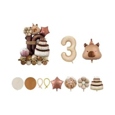 Imagem de Balão De Folha De Alumínio De Aniversário Com Tema De Capivara, 44 Peç