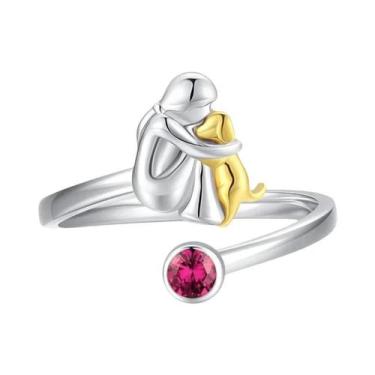 Imagem de Anel De Cristal Bicolor Para Mães De Cães, Joia Para Mulheres, Anel En