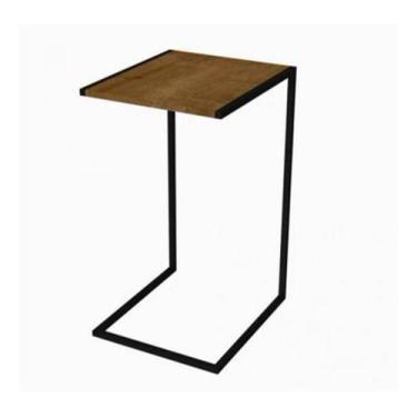 Imagem de Mesa lateral em aço e mdf estilo industrial ml02 - Essencial Moveis