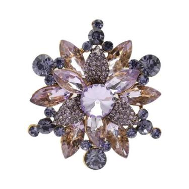 Imagem de Broches De Flor Com Strass Femininos Modernos, 9 Cores, Alfinetes De F