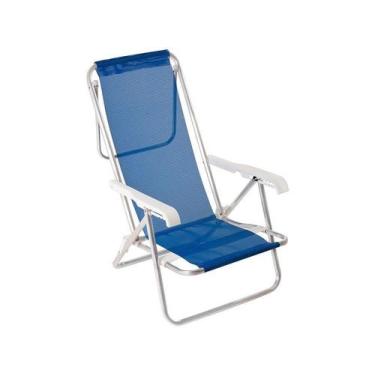Imagem de Cadeira De Praia Piscina Reclinável 8 Posições Alumínio Mor, Azul