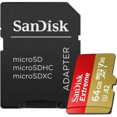Imagem de Cartão De Memoria Sandisk Extreme, 64GB, Micro SD CL10, Leitura 170MB/s - Sdsqxah-064g-Gn6aa