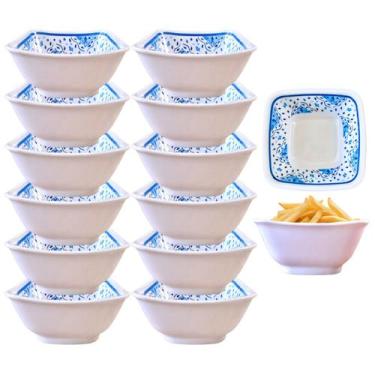Imagem de 12 Tigelas Pote Bowl Quadrada De Melamina Decorada 750ml - Fx