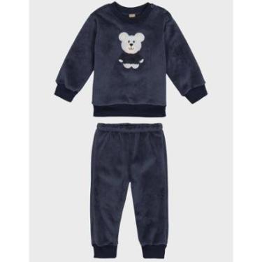 Imagem de Conjunto Inverno Com Calça Veludo Pelo Interno Marinho Aquecimento Máximo Inverno   Bebê P ao GG-Masculino