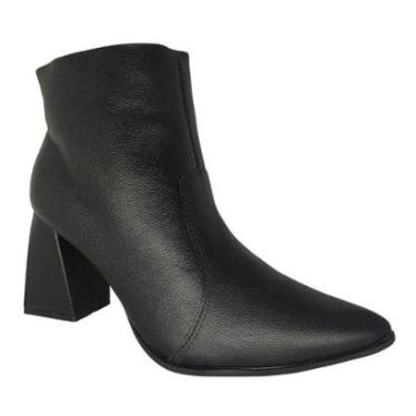Imagem de Bota Bebecê Cano Curto Salto Médio Couro-Feminino