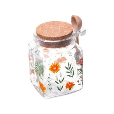 Imagem de Porta-Mantimentos de Vidro Quadrado 200ml Lyor Flora, Transparente