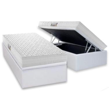 Imagem de Cama Box Baú Solteiro: Colchão Ortopédico Herval Ag65 Frontier + Base Crc Linhão White (88x188)