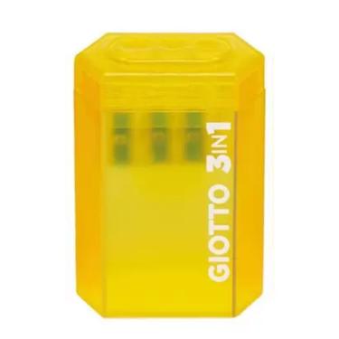 Imagem de Apontador de Lápis Giotto 3 em 1 com Depósito Blister para Diferentes Espessuras Amarelo