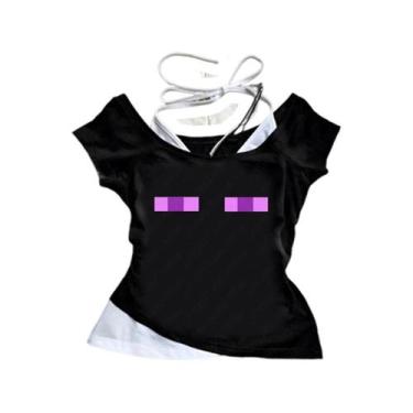 Imagem de Camiseta Feminina Sem Mangas De Renda Y2K Hip Hop Punk Rock Gótica Chi