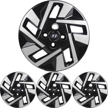 Imagem de 4 Calota HB20 TODOS Aro 15 Black Piano Prata Metálico + Emblema - Prim