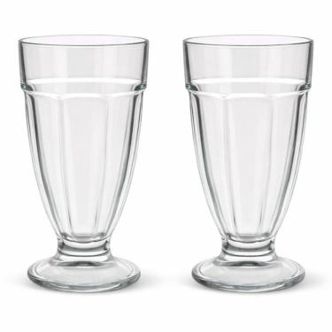 Imagem de Conjunto Duas Taças Milkshake Copo Vidro Sorvete Smoothie Sobremesa 400ml 