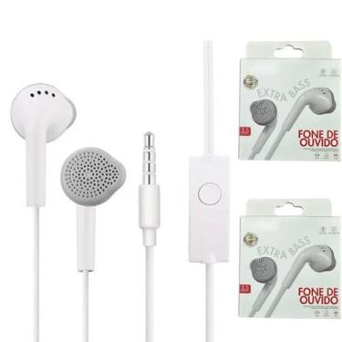 Imagem de Kit com 2 Fone De Ouvido Premium Com Fio Microfone Reforçado, Branco