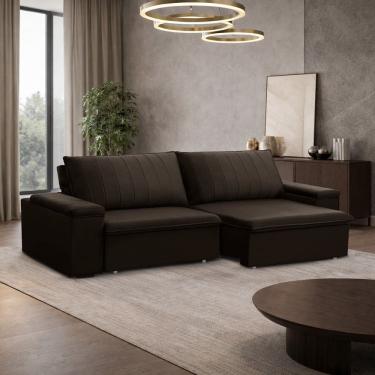 Imagem de Sofá 3 Lugares Retrátil Reclinável Para Sala 245cm Malfati F04 Veludo Marrom Escuro - L...