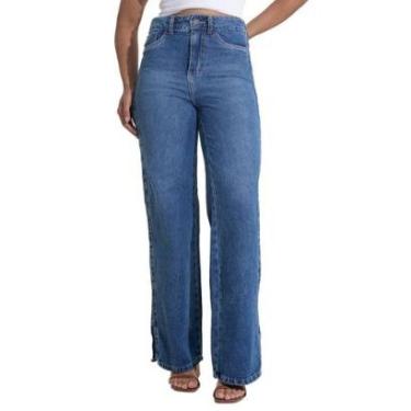 Imagem de Calça Jeans Sawary Wide Leg Strass - 282871 - 46-Feminino