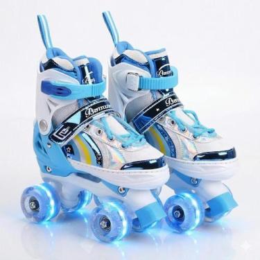 Imagem de Patins 4 Rodas ARCO IRIS Com Luz De Led E Glitter Top Patins Menina Me
