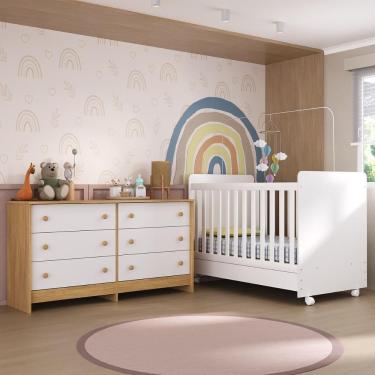 Imagem de Berço 3 Em 1 Para Colchão Com Rodízios E Cômoda Chantilly Multimóveis Mp4290 Branco-mad...