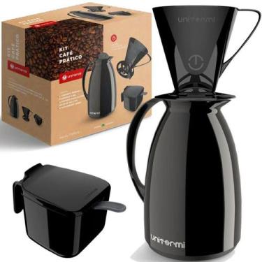Imagem de Kit Prático Para Café Garrafa Açucareiro Suporte Filtro Cor Preta - UN