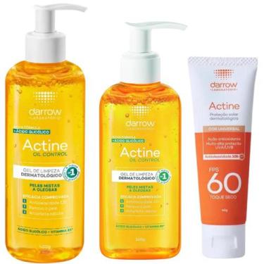 Imagem de Kit Darrow Actine Protetor Solar Facial Cor Universal FPS60 Gel Limpez