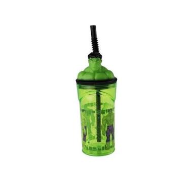 Imagem de Copo Infantil 3d Hulk Marvel Com Canudo Tuut 360ml