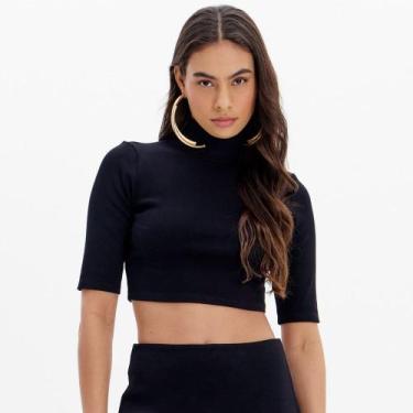 Imagem de Blusa Cropped Lança Perfume Gola Alta Ou25 Preto Feminino, M