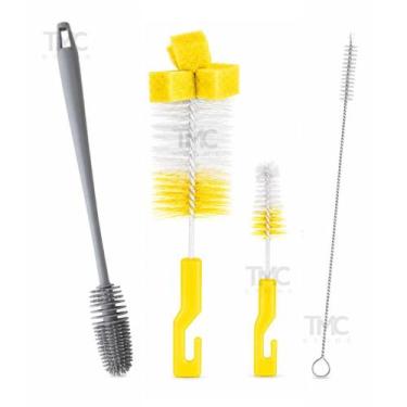 Imagem de Kit 4 Escovas Para Lavar Louça Garrafa Copo Mamadeira Canudo - TMC, Am