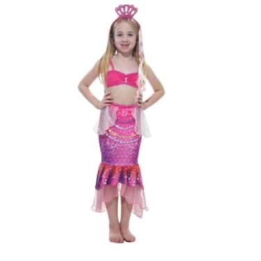 Imagem de Fantasia De Sereia Pérolas Infantil Vestido Com Tiara Festa - SulAmeri