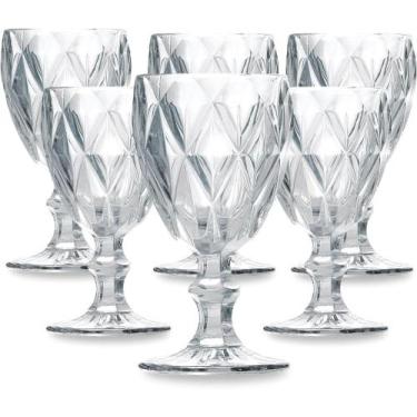Imagem de Jogo 6 Taça Diamante Copo Vidro Transparente Bico De Jaca 340ml - Glas