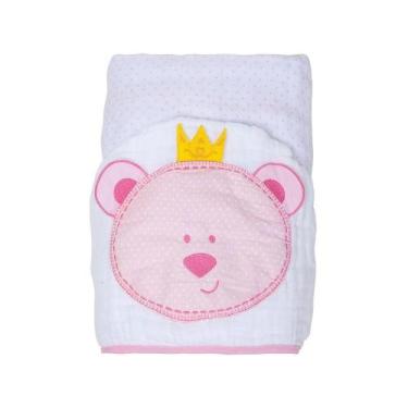 Imagem de Toalha de Banho Bebê com Capuz Bordada - 100% Algodão Rosa Papi Toys U