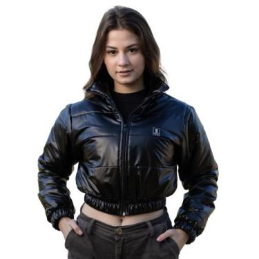 Imagem de Jaqueta puffer couro fashion fem - CRISTIVEM, Preto, GG
