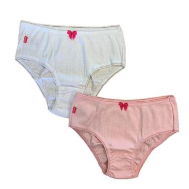 Imagem de Kit 2 Calcinhas Juvenil  100% algodão Luna Teen 0908, 14, Branco+Rosa,