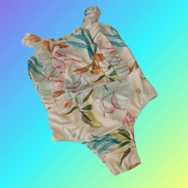 Imagem de Maiô Infantil Estampado Com Babado - Sol e Água, Estampado, Bege, 08
