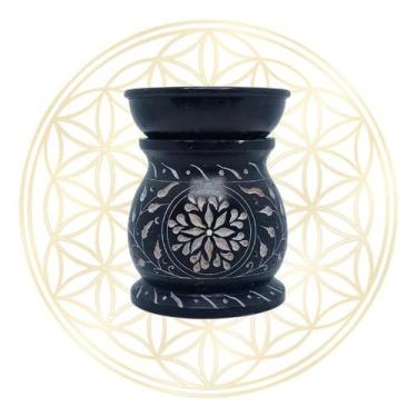 Imagem de Rechaud Difusor de Aromas Indiano de Pedra Sabão - Fluir, G - PRETO