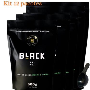 Imagem de Kit com 12 Pacotes Black Erva Mate Tereré 500G Acompanha Scoop Colher 