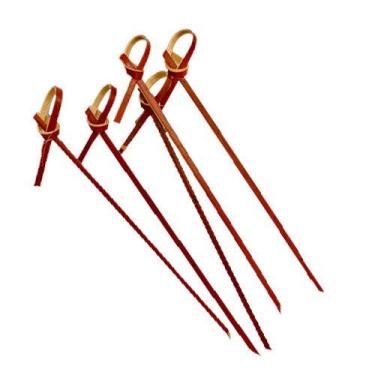 Imagem de 100 Espetos Bambú Nó 12cm Vermelho Petisco Festa Aperitivo - MRVC STOR