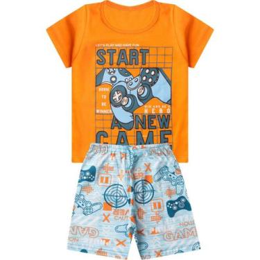 Imagem de Pijama Infantil Masculino Brilha No Escuro Kappes Laranja, 4, Laranja