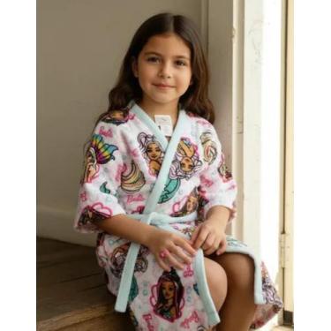 Imagem de Roupão Felpudo Infantil Quimono Barbie Reinos Magicos PP Lepper