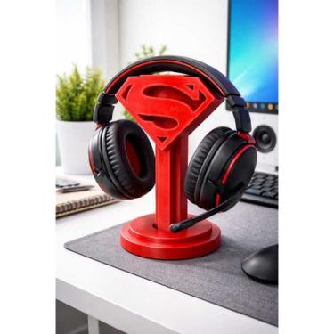 Imagem de Porta Fone de Ouvido Superman Suporte Headset Gamer Decorativo Mesa Ge