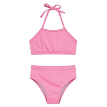 Imagem de Biquini Infantil Menina Kukiê com Proteção UV50+ Liso, Rosa, 8