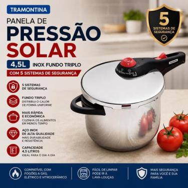 Imagem de Panela de Pressão Tramontina Solar 4.5L Inox Fundo Triplo Indução 5 Se