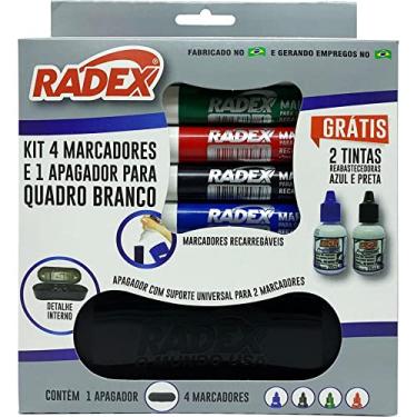 Imagem de Kit com 4 Marcadores, 1 Apagador e 2 Tintas Para Quadro Branco, Radex