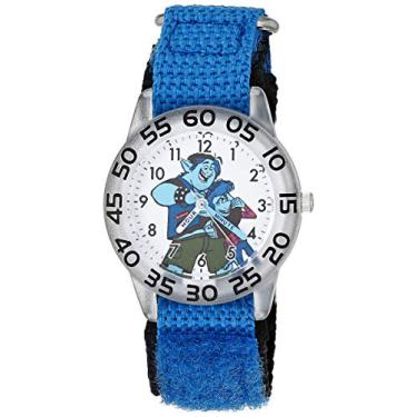 Imagem de Disney Relógio analógico de quartzo para meninos com pulseira de nylon, azul, 16 (modelo: WDS000883)