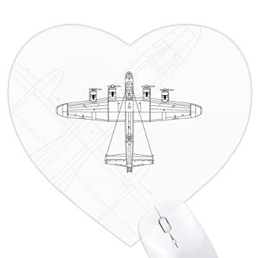 Imagem de Mousepad de borracha estilo militar Art Deco moderno com coração Plane Line, para escritório