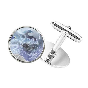 Imagem de DIYthinker Abotoaduras de botão redondo com sombreamento em aquarela abstrata