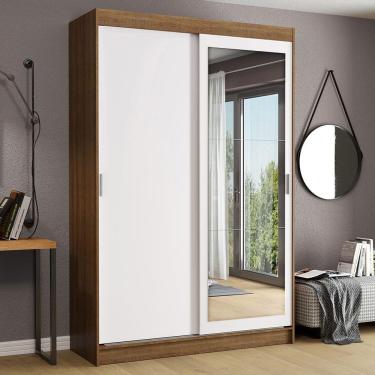 Imagem de Guarda-Roupa Solteiro Madesa Tokio 2 Portas de Correr com Espelho 2 Gavetas - Rustic/Branco